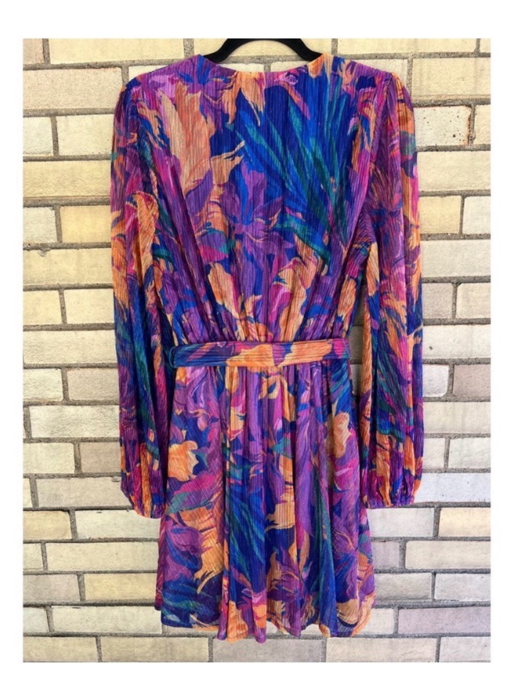 Baltic Born Purple Multicolor Printed V-Neck Long Sleeve Mini Dress - Picture 6 of 6